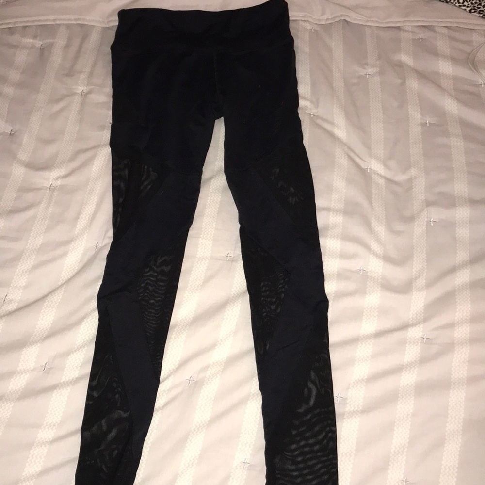 Black mesh cutout leggings
